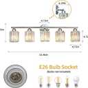 Modern 5-Light Crystal Vanity Lighting, Chrome Bathroom Light Fixture, 33 Inch-5light