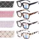 4 Pack Progressive Multifocus Reading Glasses for Women Oprah Style Blue Light Blocking Computer Readers (4 Mix C1)