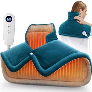 Heating Pad for Neck and Shoulder, 2lb Weighted Neck Heating Pad for Pain Relief, Fathers Day Birthday Christmas Gifts for Dad Men Women Mom, Dad Husband Gifts, 6 Heat Settings Auto-Off Home Office (Sapphire Blue)