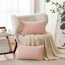 a moment Pink Spring Chenille Throw Pillow Covers 12x20 Inch Pack of 2 Modern Decorative Throw Pillow Covers Farmhouse Cross Covers Modern Home Decor for Sofa Bedroom Living Room