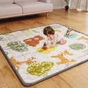 Baby Play Mat 50" X 50" Playpen Mat Waterproof Baby Floor Mat Non-Slip Cushioned Baby Crawling Mat, Activity Playmats for Babies, Toddlers, Infants, Play & Tummy Time (50x50, Fox)