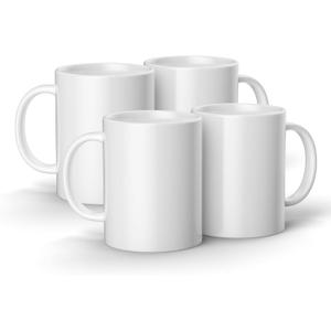 Ceramic Mug Blank - 15 oz/425 ml (4 ct) - DIY Custom Mug - Works with Infusible Ink Transfer Sheets, Pens, Markers & Sublimation, 4 Count