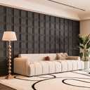 Art3d 33-Pack 3D Wall Panel for Interior Wall Dcor, Diamond Textured PVC Accent Wall Paneling for Living Room Bedroom Office TV Wall Background, 11.8"x11.8" Cover 32.Sq.Ft., Black