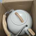 Tea Kettle, Vegoran 100 OZ / 3 Liter Whistling Tea Kettle, Tea Pots for Stove Top Food Grade Stainless Steel with Wood Pattern Folding Handle, Loud Whistle Kettle for Tea, Coffee, Milk (Milk White)