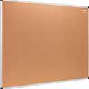 Amazon Basics Rectangular Bulletin Board, Cork Board for Wall, Vision Board for Classroom and Office, Aluminum Frame, 35" x 47", Brown