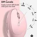 TECKNET Ergonomic Mouse, Bluetooth Wireless Vertical Mouse, Rechargeable Battery, Quiet Clicks, 4800 DPI Adjustable, BT5.0/3.0 & 2.4G Connect, Easy to use, Wide Compatibility - Pink