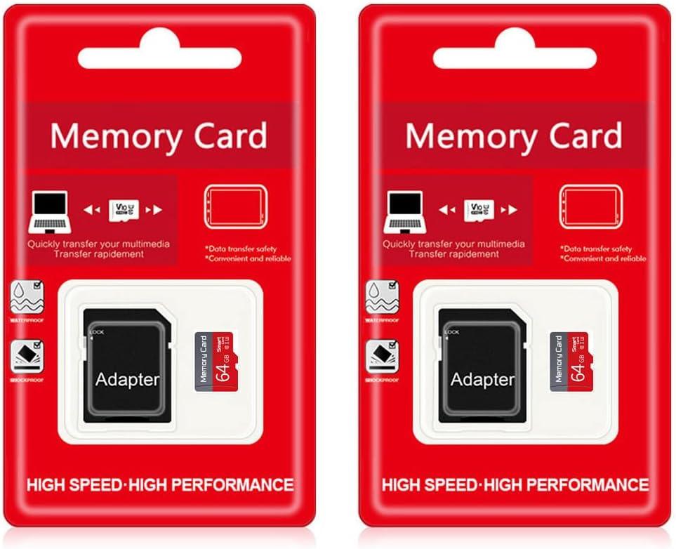 2 Pack 64GB TF Card with Adapter, Ultra High Speed SD Card Flash Memory Card