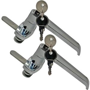 2 Sets Purocean Level Handle Cam Lock,L-Type Locking Door Handle,Cabinet Handle Lock Chrome (PX058 Right)