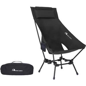 MOON LENCE Portable Camping Chairs for Adults, Adjustable Oversize Beach Chair Lawn Chair with High Back - Large Capacity, Heavy Duty (New Black)