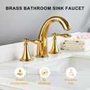 SaniteModar Polished Gold Bathroom Sink Faucet,Brass Bathroom Faucet 3 Hole,Widespread Bathroom Faucet for Sink 3 Hole,2 Handles Design with Water Supply Lines, Gold