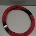 HAOKAY Luxury Fluffy Winter Steering Wheel Cover for Women,Soft Warm Short Plush Steering Wheel Cover Red Fuzzy with Universal 14.5-15 Inch