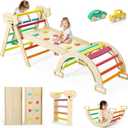 Twinkoo 7 in 1 Pikler Triangle Set, Foldable Toddler Baby Climbing Toys, Solid Wooden Montessori Climbing Set, Baby Climber Indoor Playground Jungle Gym for Toddlers Montessori Toys