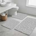 3PCS Absorbent Bath Mat, Quick Dry Non Slip Bath Rug, Grey