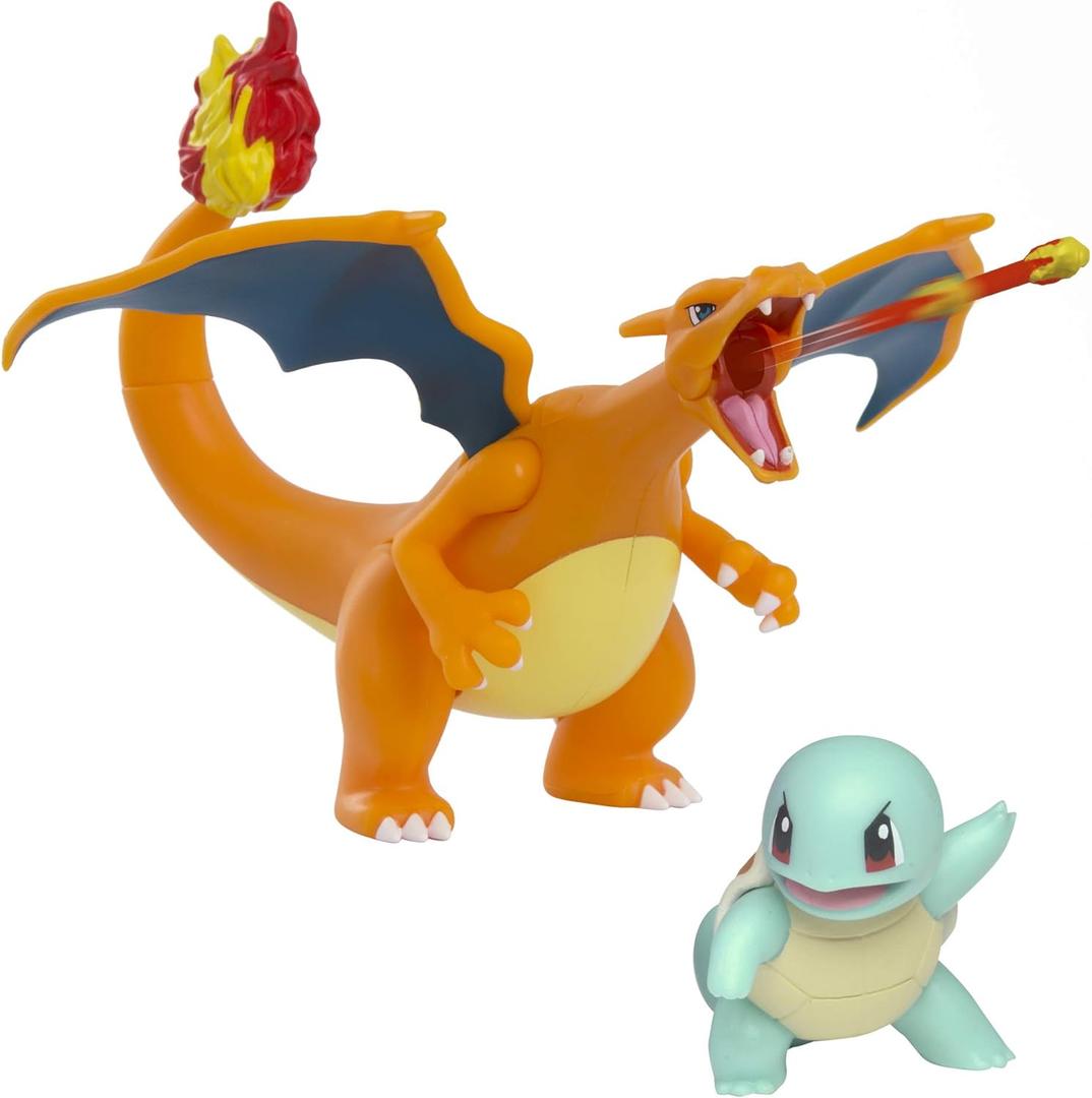 Pokmon Fire and Water Battle Pack - Includes 4.5 Inch Flame Action Charizard and 2" Squirtle Action Figures - Amazon Exclsuive
