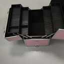 Joligrace Rolling Manicure Table 5 Drawers Foldable Nail Desk Cosmetology Case on Wheels Makeup Case with Brush Pouch for Technician Workstation Mobile Makeup Artist Trolley, Shiny Pink