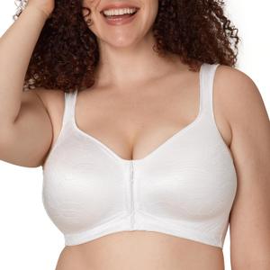 Playtex Women's 18 Hour E52E Front Close Wireless Bra, Single or 2-Pack (White), 42DD