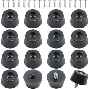 16 Pieces Rubber Feet for Cutting Board with Screw, 1" W x 1/2" H Black Rubber Bumpers, Non Slip Feet for Electronics, Furniture, Appliances