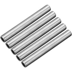uxcell Lamp Pipe Nipple, M10 Thread 80mm Length Hollow Lamps Repair Part Hardware for Lamp Lights, Zinc Plated Silver Tone, Pack of 5