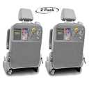 lebogner Car Kick Mats Back Seat Protector with 3 Storage Pockets, 2 X-Large Grey Seat Back Cover for Kids, Made from The Thickest Waterproof Material to Protect Backseat from Dirt and Scuff Marks