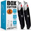 INTERNET'S BEST Premium Utility Knife Retractable Box Cutter with Rubber Handle | Heavy-Duty Cutting for Cardboard, Carpet, Plastic | Retractable Blade | Includes1 Razor Knive