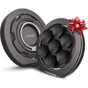 Smartish MagSafe Suction Mount - WallFlower - 3 in 1 Reversible Magnetic Phone Grip Finger Loop, Suction Mount, Kickstand w/Universal MagSafe Adapter Kit for Apple iPhone - Black Tie Affair