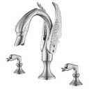 Vidugg Brushed Nickel Swan Bathroom Sink Faucet Widespread Bathroom Faucet Double Swan Handles 3 Holes Basin Vanity Mixer Taps Bathroom Vanity Faucets Modern Basin Faucet Sink Mixer Tap