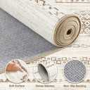 Nakagishi Round Rug Boho Area Rugs: 4x4 Washable Large Circle Neutral Soft Stain Resistant Non-Slip Carpet for Women Aged 25-45 Farmhouse Decor Enthusiasts - Living Room Bedroom Dining Room Nursery