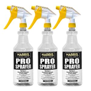 HARRIS Professional Spray Bottle 32oz (3-Pack), All-Purpose for Cleaning and Plants with Clear Finish, Pressurized Sprayer, Adjustable Nozzle and Measurements