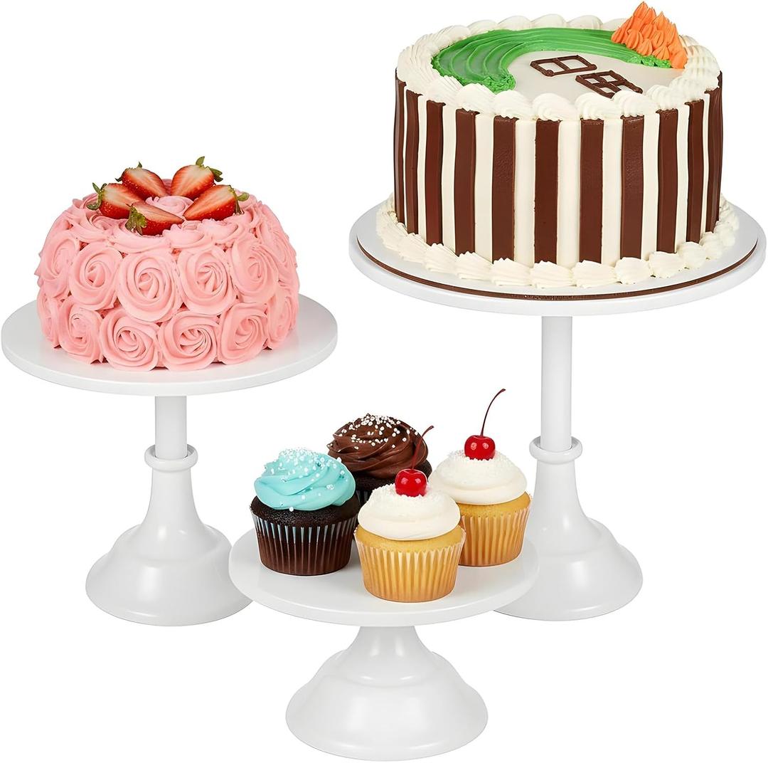 3 Pcs White Cake Stand Set, 8/10/12 Inch Cupcake and Dessert Display Stand for Wedding Party Birthday Celebrations, Metal