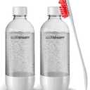 Soda Stream 2 Pack Water Carbonating Sodastream Bottles Bundle 14 inch Bottle Cleaning Brush Original Reusable Sparkling Extra 1L 1 Liter
