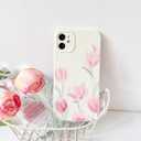 3 x NITITOP Compatible with iPhone 11 Case Cute Flower Floral Tulip Pattern for Women Girls Trendy Slim Fit TPU Bumper Silicone Shockproof Full Camera Protection Cover - Pink