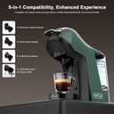 KOTLIE EM-308B Espresso Machine, Single Serve Coffee Maker Compatible with Multiple Capsule Types, Ground Coffee, and ESE Pods, 3 Temperatures, 7 Water Volume Levels, 34 Oz Green