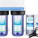 Geekpure 2 Stage Whole House Water Filter System with 10-Inch Big Clear Housing PP and Carbon Filters-1"NPT