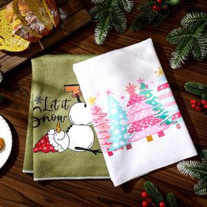 Christmas Kitchen Towels Set of 2 Xmas Tree Snowman Dish Towels 18 x 26 Inches Drying Dishcloth Winter Holiday Christmas Tree Decorations Bathroom Farmhouse Home Decoration