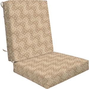 Honeycomb Outdoor Highback, 21 x 42, Courtyard Geo Almond Chair Cushion for Patio Furniture