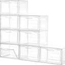 Closet Organizers and Storage, Acrylic Clear Plastic Storage Bins with Magnetic Door, 8 Pack Storage Containers for Clothes Home Organization Purse Bag Cabinet Display Closet Organizer System