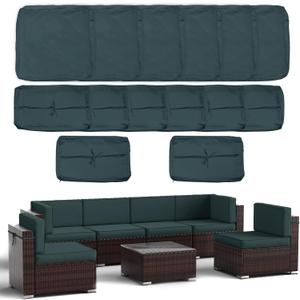 14 Piece Outdoor Cushion Covers - Patio Furniture Replacement (Dull Grey, 23.6 x 23.6 x 4.33in)