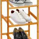 Bamboo Shoe Rack Vertical Narrow,5-Tier Shoe Rack for Entryway Bamboo Shelf Shoe Rack Storage Organizer for Skinny Shoe Rack for Small Spaces with Bamboo Shelf