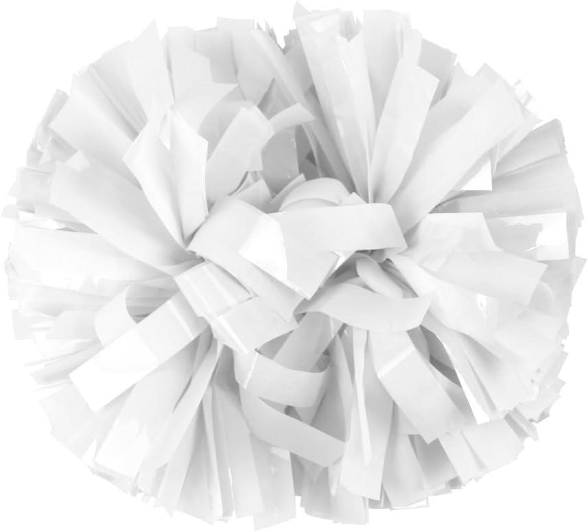 Lovecheer 2PCS Plastic Cheerleading Pom Poms with Baton Handle Cheer Pomoms for Kids Adults Cheering Sports Team Spirit Party (White)