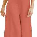 ROYLAMP Women's Summer 2 Piece Outfits Round Neck Crop Basic Top Cropped Wide Leg Pants Set Jumpsuits (Orange, M)