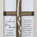 A Cord of Three Strands Wedding Sign 15"X10" Three Strands Braid Wall Decor Anniversary Religious Gifts for Couple Cross to Braid or Tie God's Knot, Symbolic of Unity (White)