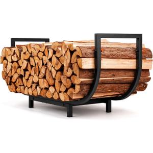 34in Firewood Rack Outdoor Indoor - Heavy Duty Firewood Holder Storage with 400lbs Load Capacity Durable Log Holder Keep Firewood Organized Space Saving