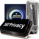 OneFish 2 Pack Privacy Screen Protector for iPhone 14 Pro - 4-Way 360 Anti-Spy Tempered Glass, 9H Hardness, 3D Curved Edges, Case-Friendly & Easy Installation