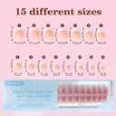 300Pcs French Tip Press on Nails, Short Square Soft Gel Nail Tips in 15Sizes, 3 in 1 Pre-lasting Acrylic Fake Nails, No Need to File False Nail Tips Extension for Women Nails Art DIY