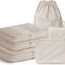EACHY 6 Set Compression Packing Cubes for Travel & Carry-On, Space-Saving Luggage Organizers & Compression Bags for Clothes & Shoes, Ideal for Vacation & Cruise Essentials (Large, AA-Beige)