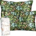 2 Pack Silk Pillowcase - Standard Size 20 x 26 Inch Silky Pillow Case for Hair and Skin Soft Cute Aesthetic Bed Sleeping Pillow Cover with Zipper for Women, Green Art