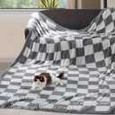 Oversized King Checkered Blanket for Couch - Super Soft Extra Large Throw Blankets for Bed， Fluffy Fuzzy Plush Lightweight Cozy Blanket，120" x 120", Grey