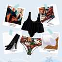 PATPAT Family Matching Swimsuits Two Piece Hawaiian Tropical Beach Bikini and Swim Trunks Set Mommy and Me Bathing Suits (Black Leaves)