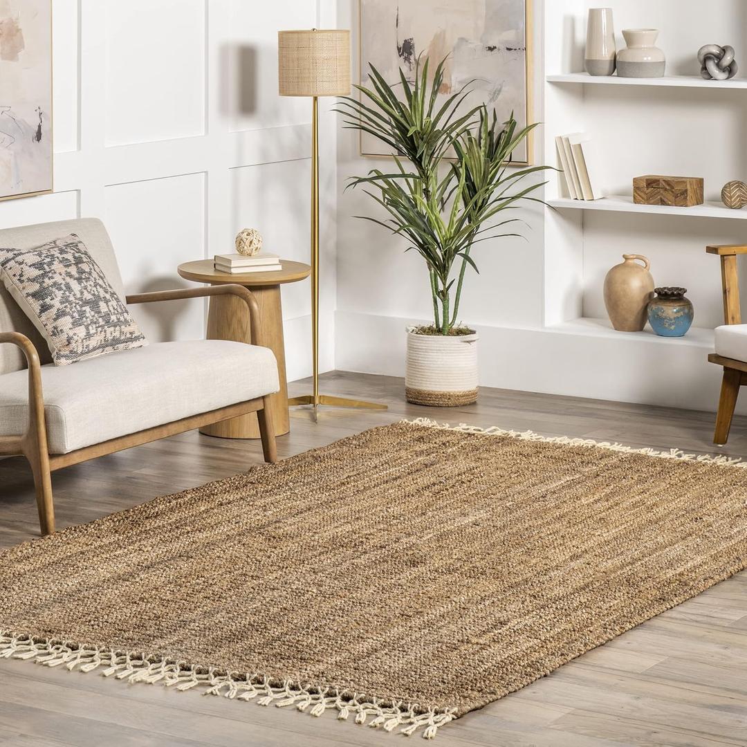 nuLOOM Raleigh Natural Solid Hand Tufted Area Rug, 9'6" x 13'6" (Rectangular)