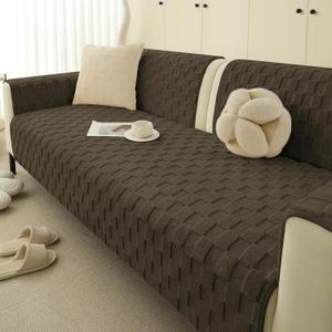 Foxdecor Couch Covers for 3 Cushion Couch Sofa Pet Friendly, Funny Fuzzy Pet Couch Covers, Anti Slip Sofa Covers Dog Cover for Couch Protector. (Coffee, 30x82 inch)